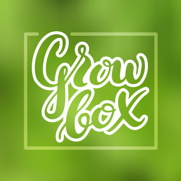 Lettering growbox. Vector illustration on blurred background