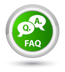 Faq (question answer bubble icon) prime green round button