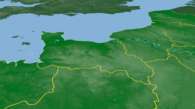 Lorraine - France, region extruded. Bumps shaded