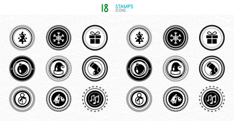 Collection of black and white stamps - quality and concept icons