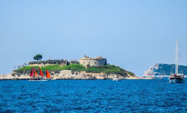 Medieval fort Mamula on the island of Lastavica in Boka Kotor Bay. Montenegro