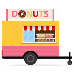 Street Donuts truck. Showcase of donuts