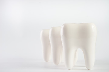 Close up of a white healthy human teeth