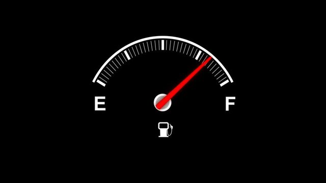 4K Animation Car Fuel Dashboard moving up and down pin needle fuel full and empty 