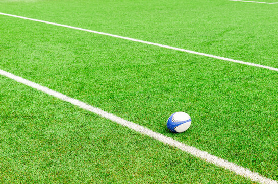 rugby ball on the ground