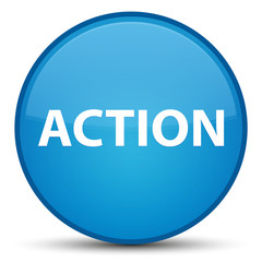 Action special cyan blue round button