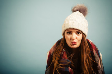 Positive girl in autumn season clothing