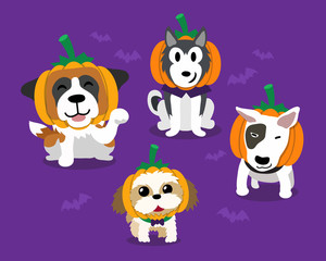 Cartoon happy halloween cute dogs