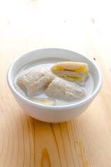 Boiled banana in coconut milk, Thai dessert.