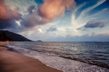 Beautiful landscape, bright tropical sea sunset