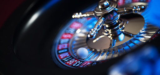 Roulette in casino and Poker Chips - 170536714