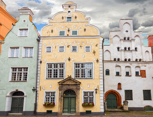 Oldest buildings in ancient part of European city. Riga is the capital of Latvia, it offers for tourists unique architectural Gothic ensembles and rare ancient buildings