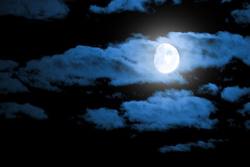 Fototapeta na wymiar Night sky and a moon in the clouds