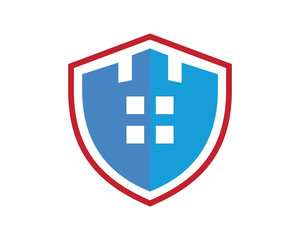 blue shield building residential architecture icon image vector