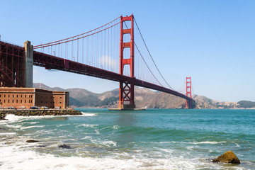 golden gate bridge on sunny day, california