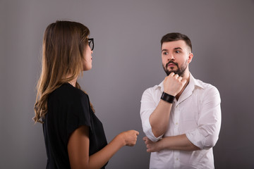 Depressed Young Man listening woman