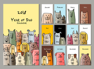 Funny dogs, calendar 2018 design