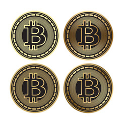 golden bitcoin - vector set of cryptocurrency