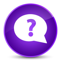 Question mark bubble icon elegant purple round button