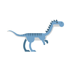 Cute cartoon blue velyciraptor dinosaur, prehistoric and jurassic monster vector Illustration