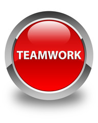 Teamwork glossy red round button
