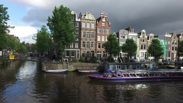 Amsterdam canal at the end of the day