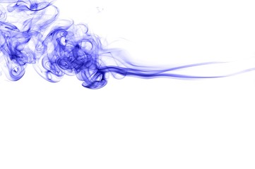 Abstract blue smoke on white background, blue background,blue ink background,beautiful color smoke