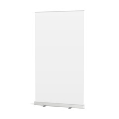 Blank roll-up banner isolated on white background. Vector illustration