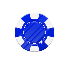 Blue casino chip cartoon style isolated. The original casino chip for designers and illustrators. Casino bet in the form of a vector illustration