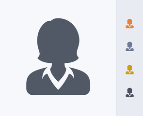 Business Woman - Carbon Icons. A professional, pixel-aligned icon designed on a 32x32 pixel grid and redesigned on a 16x16 pixel grid for very small sizes.