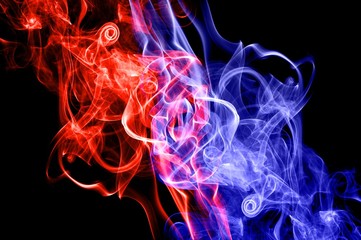 red fire and blue fire background,Red and blue fire on balck background