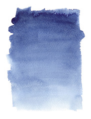 Simple indigo blue fading vertical gradient painted in watercolor on clean white background