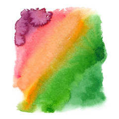 Bright purple to green diagonal gradient painted in watercolor on clean white background