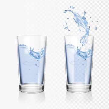 Transparent glass of water vector realistic