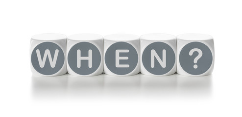 Letter dice on a white background - When