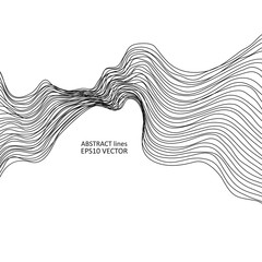 Vector illustration of abstract dynamic lines with noise on white background