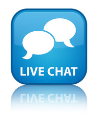 Live chat special cyan blue square button