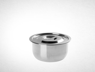 pot or stainless steel cooking pot on a background.