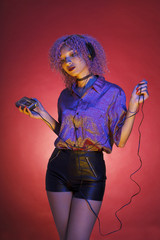 flashback of a young woman listening to music with her walkman