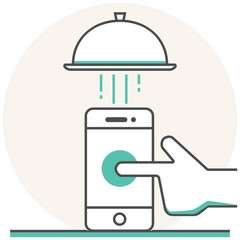 Online Food Ordering - Infographic Icon Elements from Grocery Shopping Set. Flat Thin Line Icon Pictogram for Website and Mobile Application Graphics.