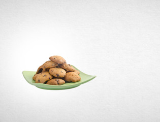 Fototapeta na wymiar Cookies or Chocolate chips cookies on background.