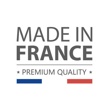 Icon. Made in France. Premium quality. Label with french flag. Vector illustration. Isolated on white background. Vector Illustration. Logo.