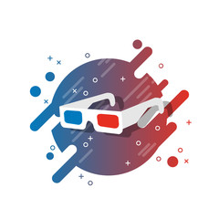Cinema 3D glasses vector icon illustration on modern memphis design background