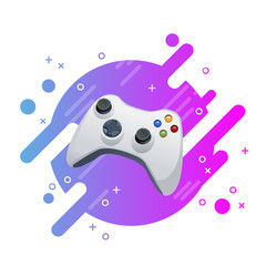 Joystick video game vector icon illustration on modern memphis design background