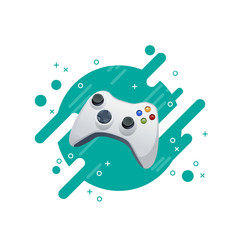 Joystick video game vector icon illustration on modern memphis design background