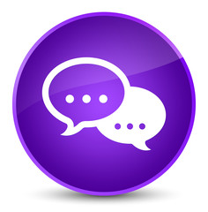 Talk bubble icon elegant purple round button