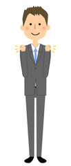 ビジネスマン　ガッツポーズ