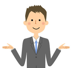 ビジネスマン　両手を広げる