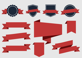 Ribbon banners and labels set