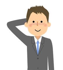 ビジネスマン　照れる